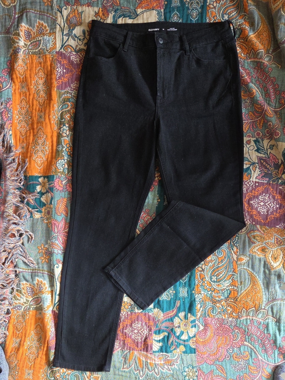 Old Navy Women's High-Rise Black Straight Leg Jeans Size 12